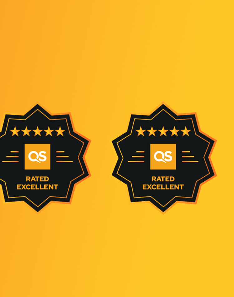 A black star with 5 stars and the words rated excellent