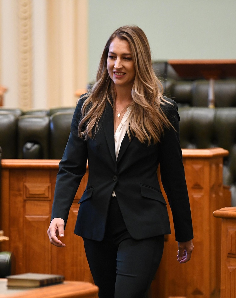 Student standing in court room