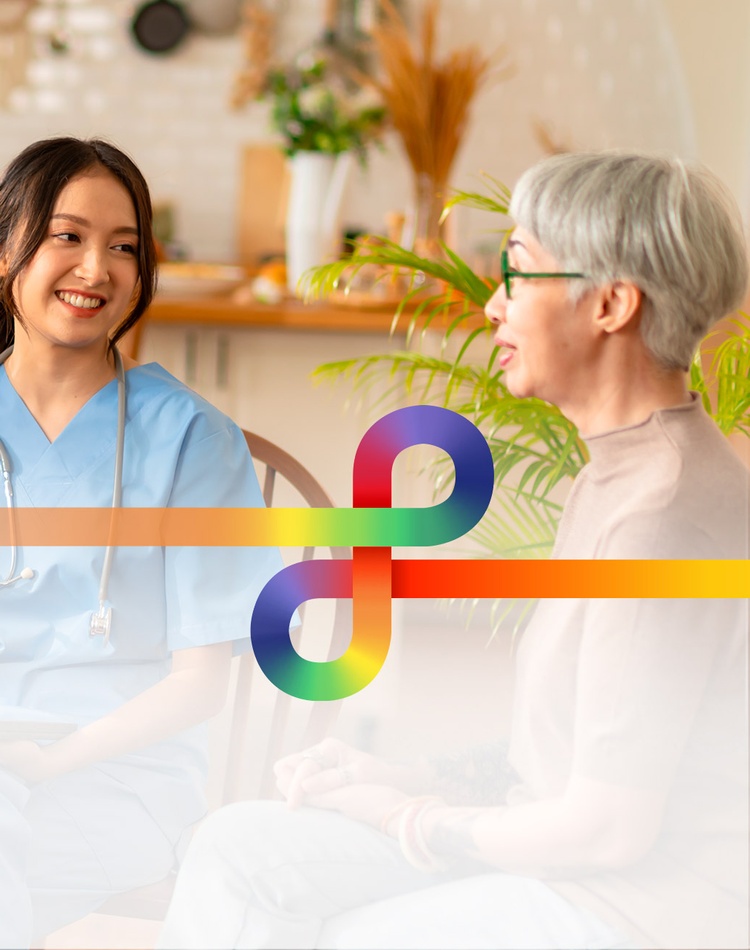 Group in aged care setting with a younger nurse