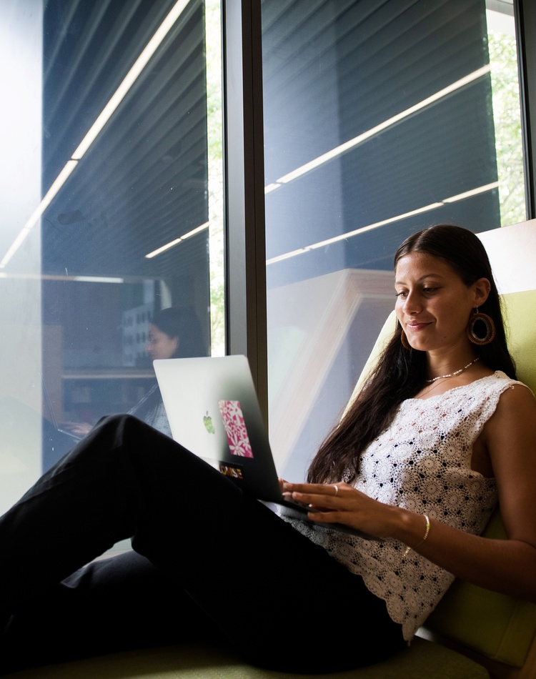 Student using laptop