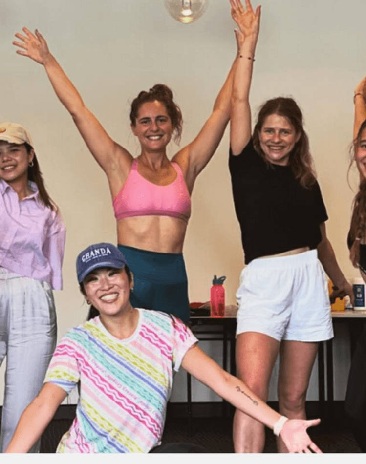 Zumba class looking happy and excited