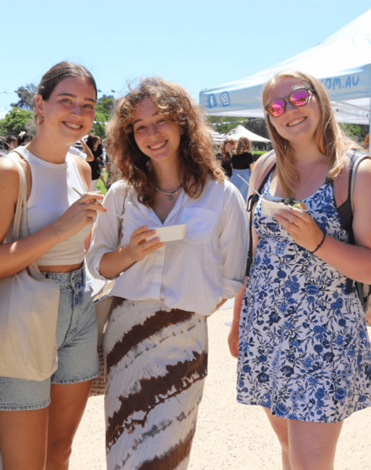 Students standing holding gelato
