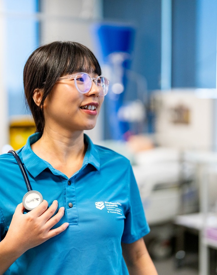 An SCU Nursing student with stethoscope