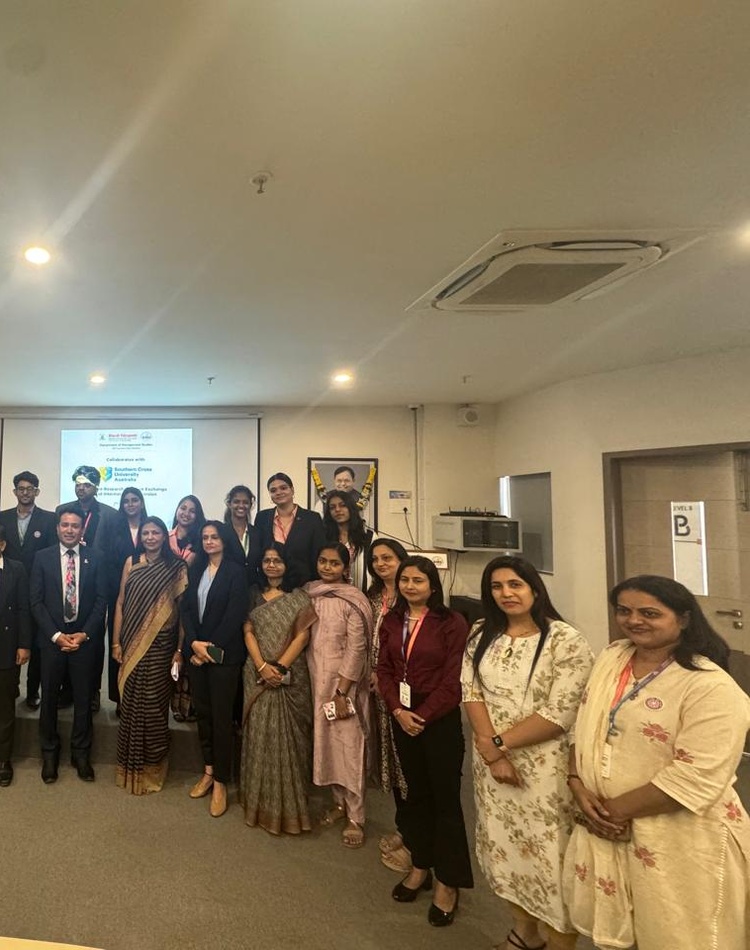 A ceremonial exchange of the Memorandum of Understanding was signed between Southern Cross University and Bharati Vidyapeeth Department of Management Studies, Navi Mumbai on 26th of November 2024