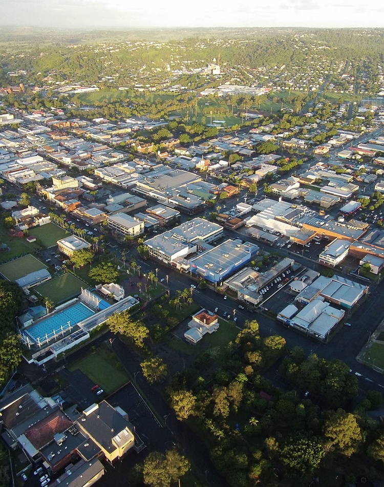 An aerial view of Lismore