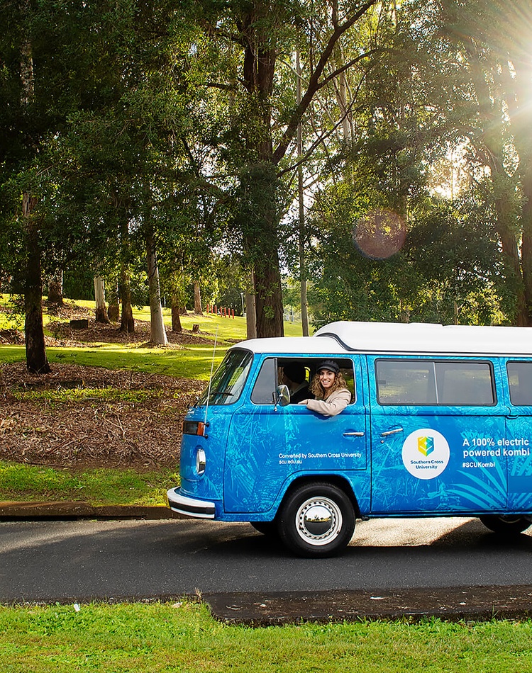students driving the electric kombi