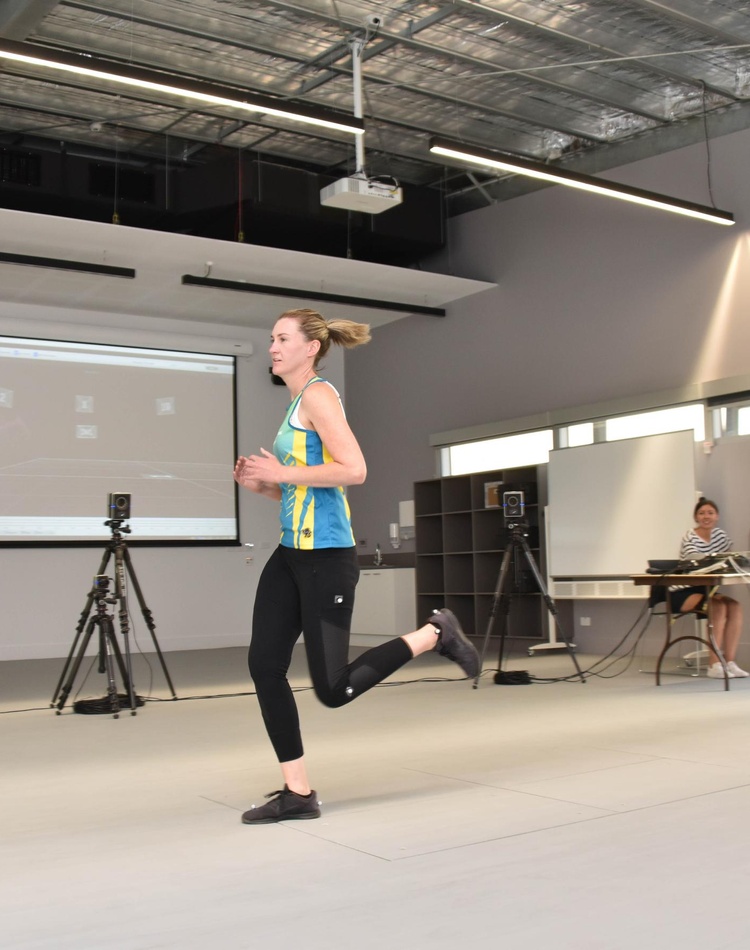 Female student on running test