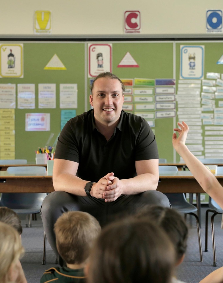 education student in a primary classroom