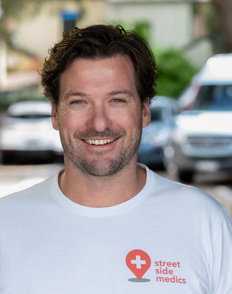 Nic outside Street Side Medics in Sydney
