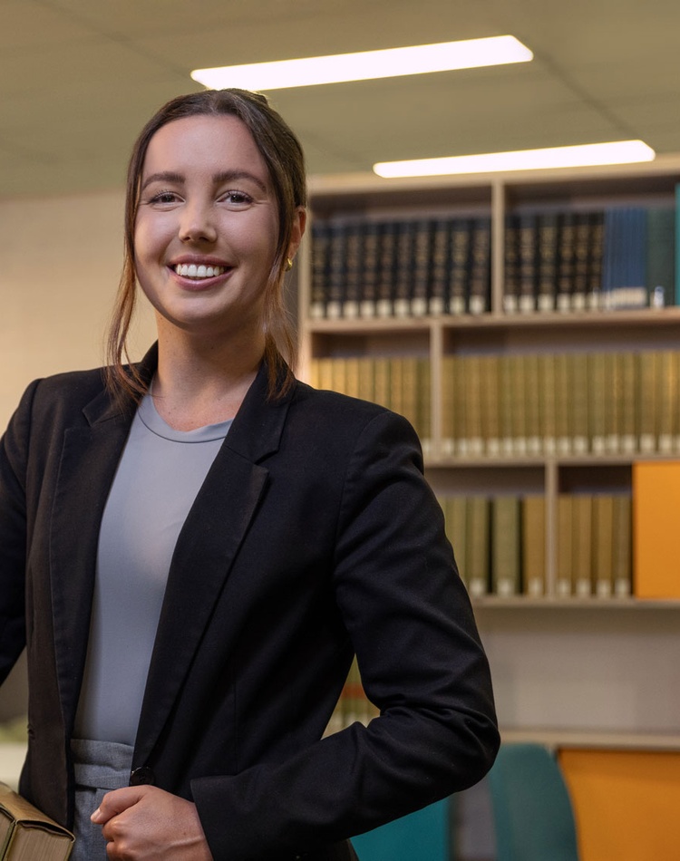 Law student in the library
