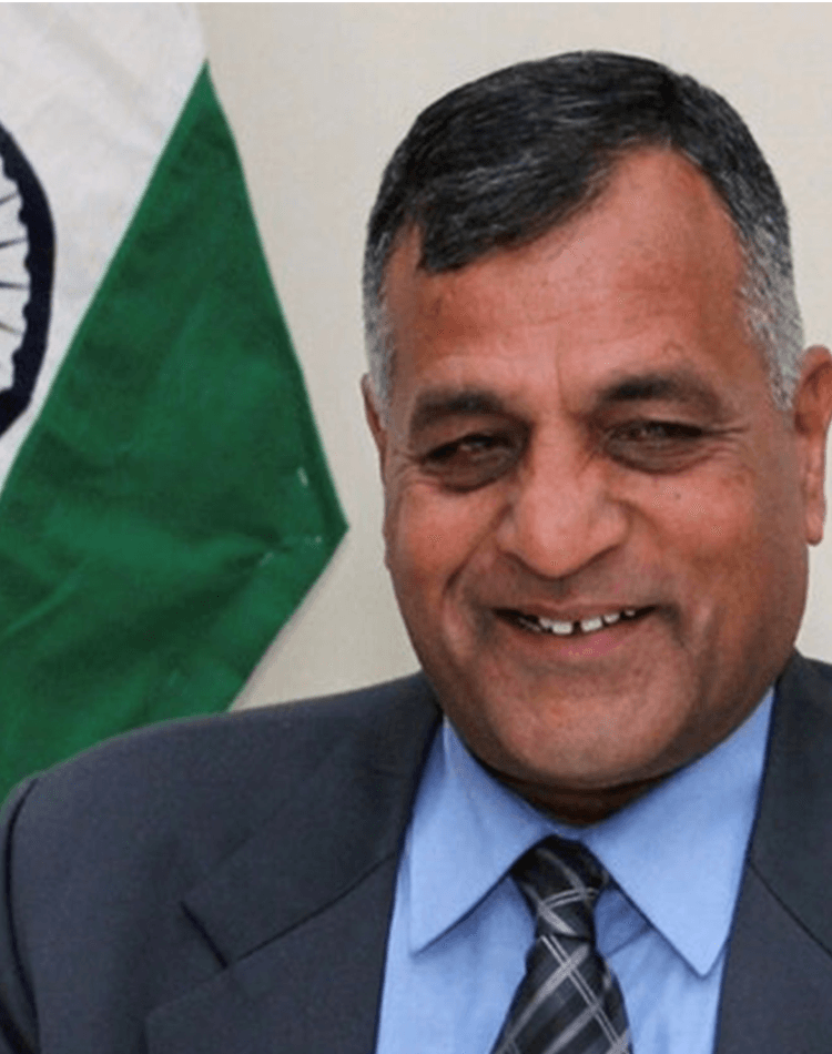 Man in suit with Indian flag