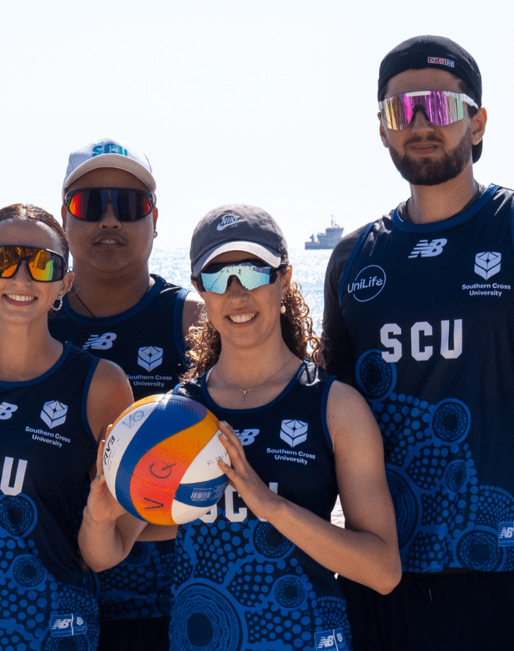 A group of SCU students at the 2025 UniSport Nationals on the Gold Coast