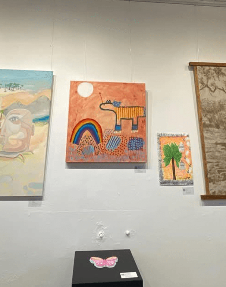 Paintings on gallery wall