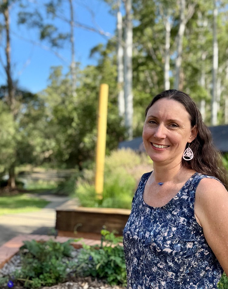 Professor Amie Steel in medicinal herb garden