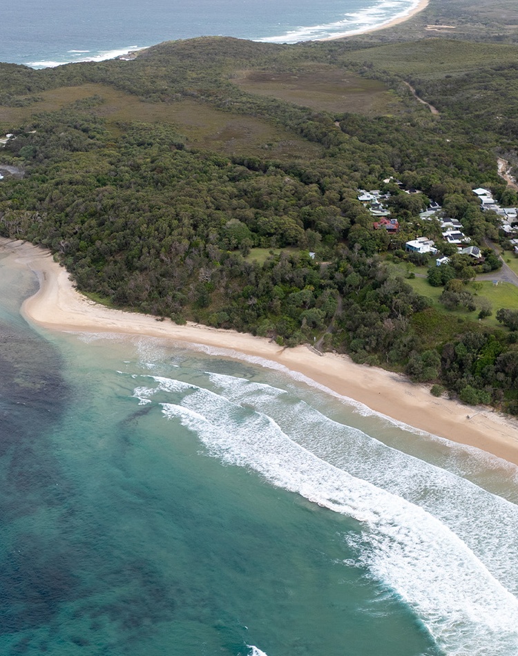 aerial shot of the coastline