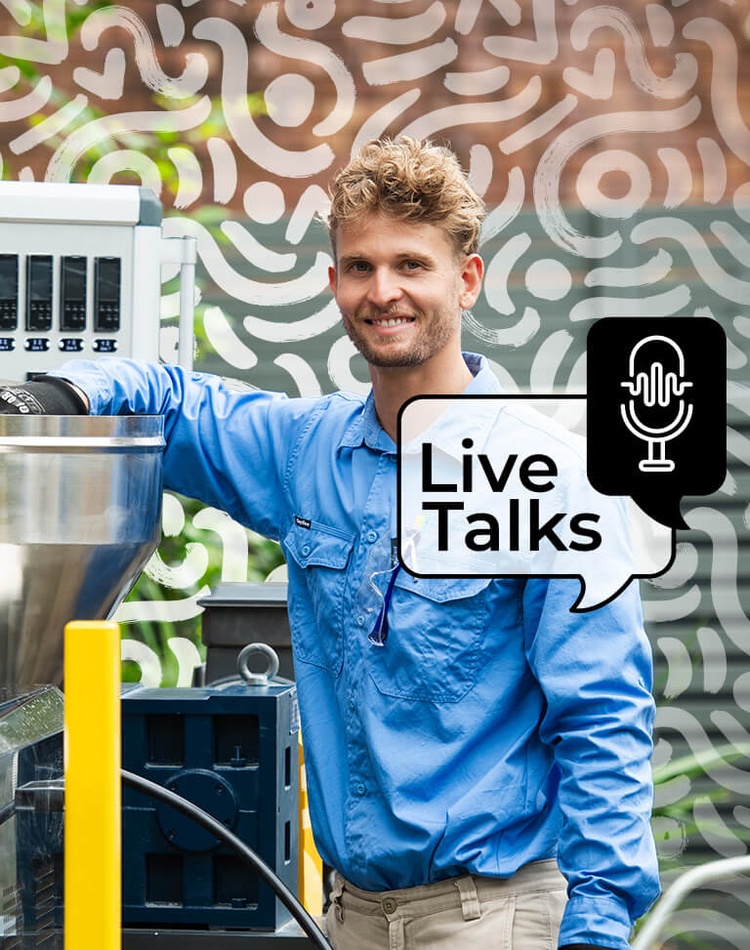Engineer with the edited background for live talks