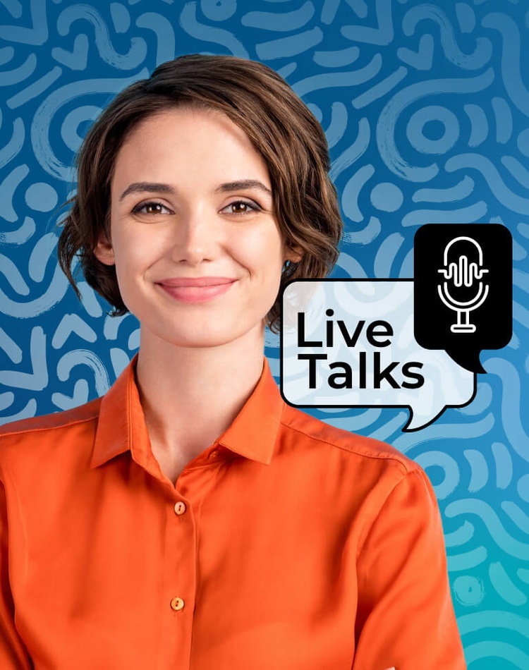 Small business manager with the edited background for live talks