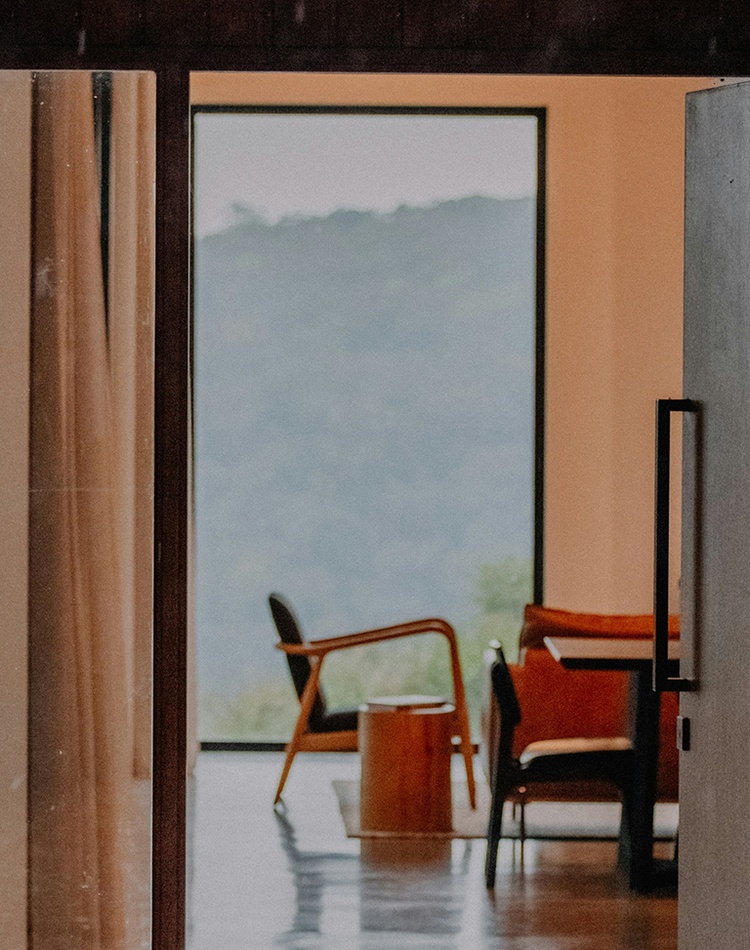 Chair and table in luxury accommodation in the bush