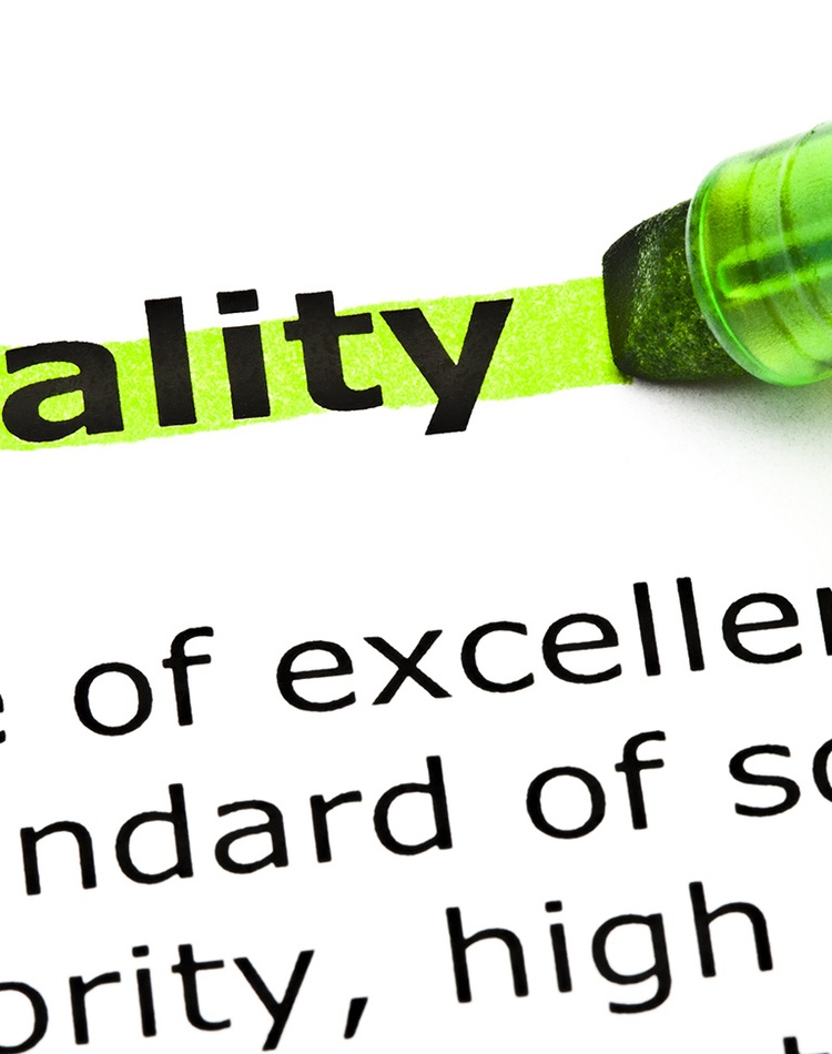 green highlighter highlighting the word qualty