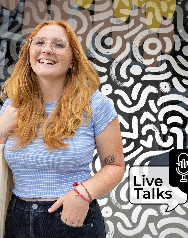 Student smiling Live Talks logo
