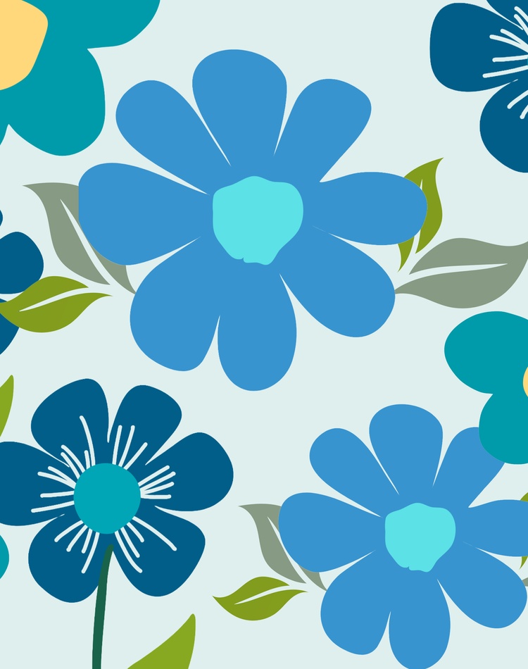 Blue flowers on a light blue background