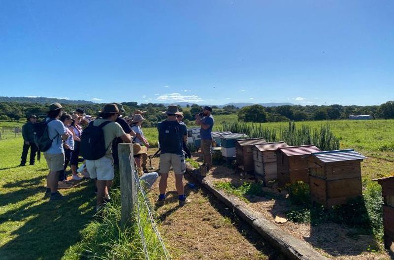 Students listen to beekeeper