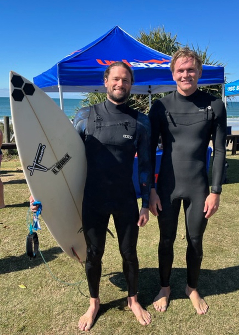 Mitch Barraclough and Ruben Brinsmead at surfing championships