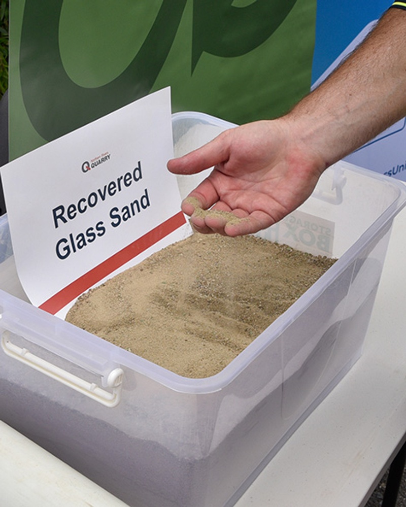 A handful of glass sand