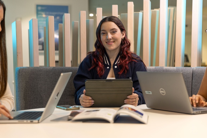 Education student in library