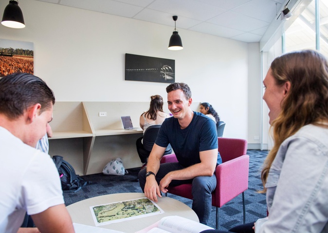 SCU student Thomas Kershaw participates in group activities in block A at Lismore campus.