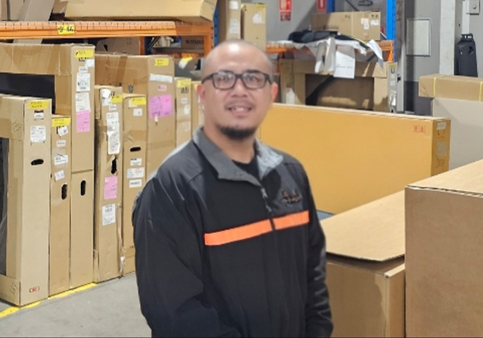 Man in warehouse