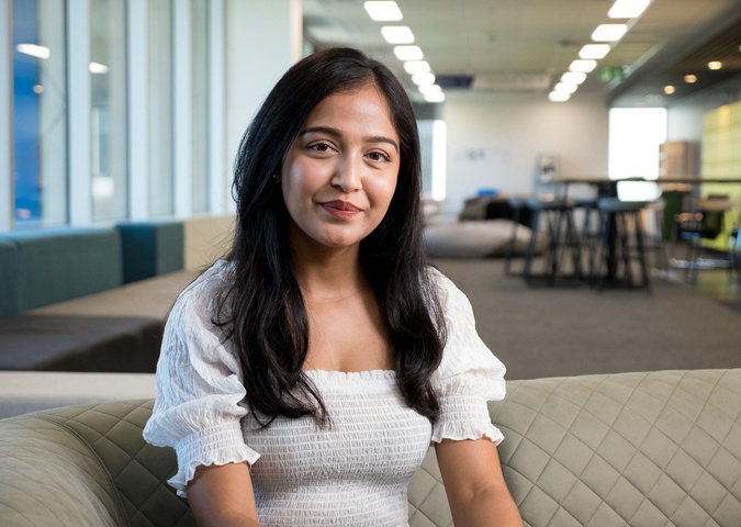 Female student in library