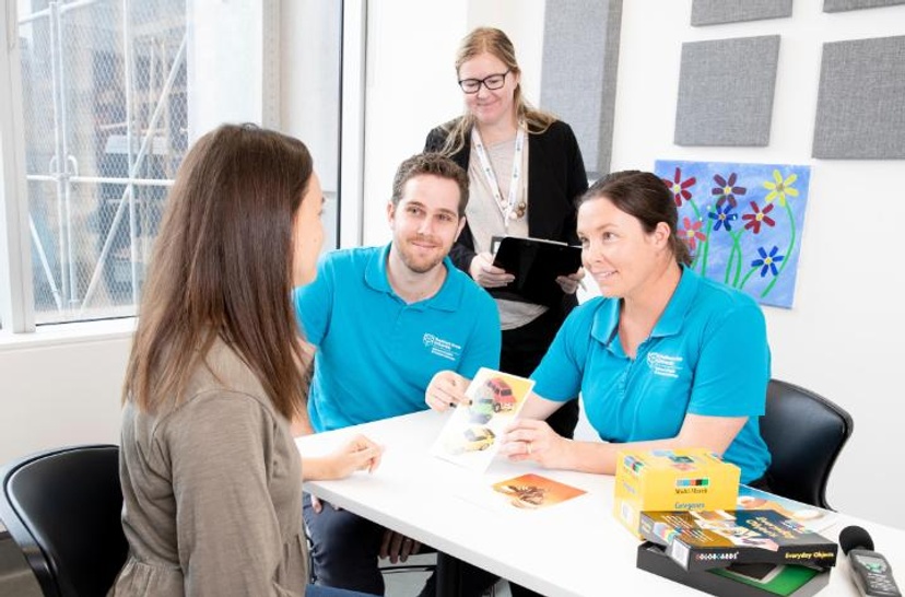 Students doing a speech consultation