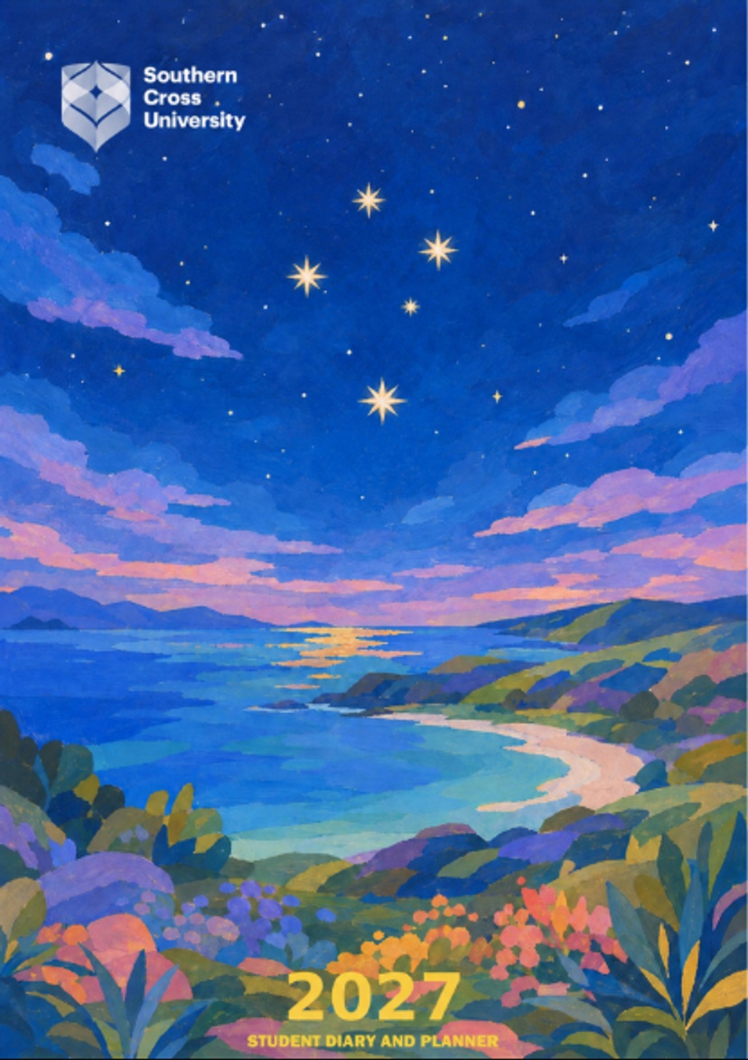 An starring nightscape overlooking water