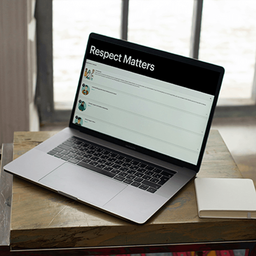 laptop showing Respect Matters module