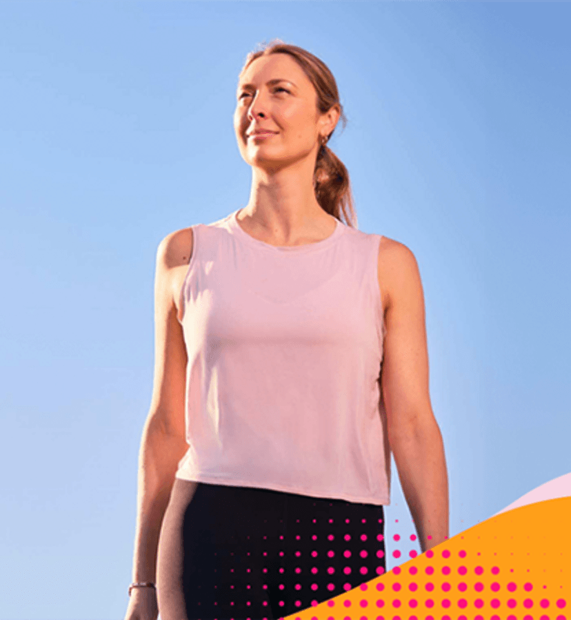 woman in active wear ready to walk