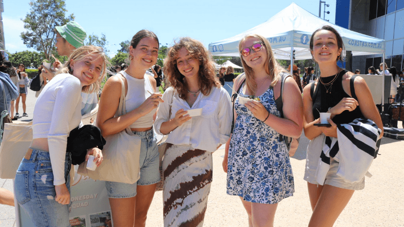 Students standing holding gelato