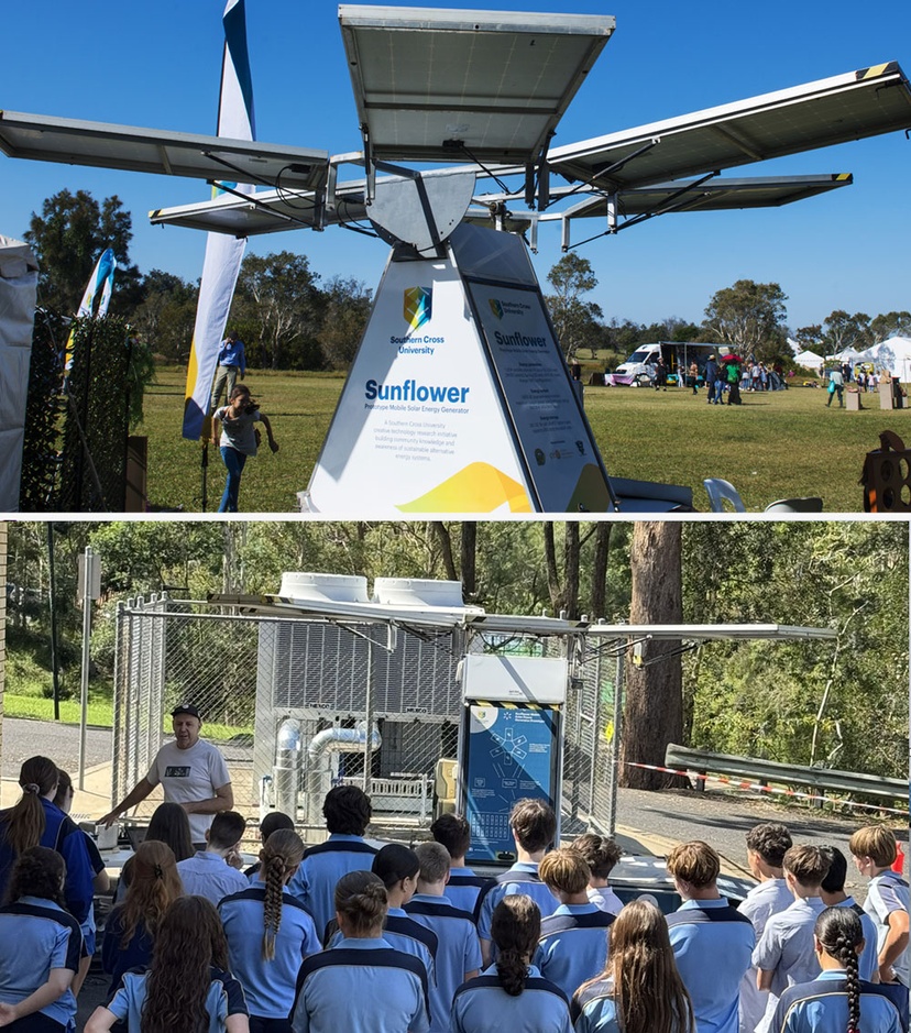 solar power supply with students attending workshop