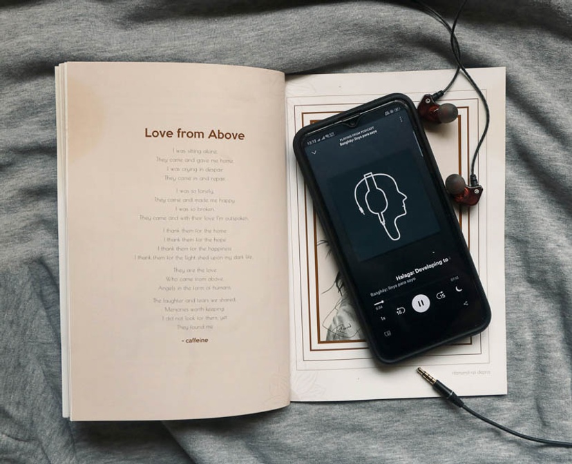 phone and poetry book