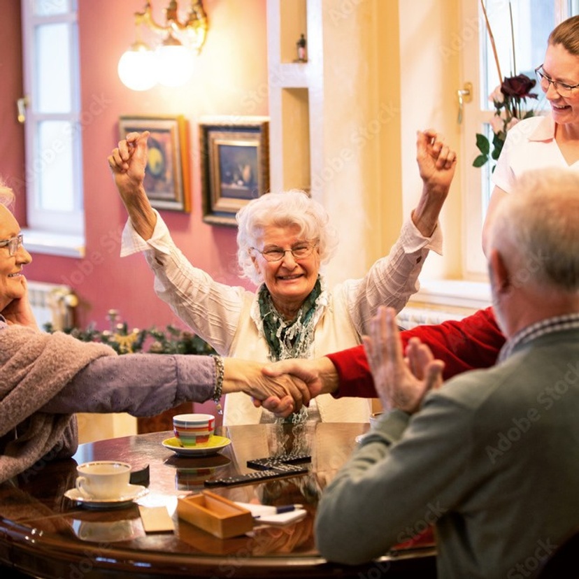 Older woman celebrating