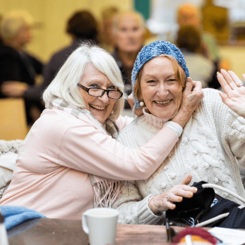 Two women laughing