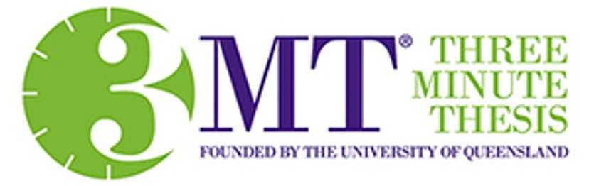 Three Minute Thesis (3MT) logo - Founded by the University of Queensland