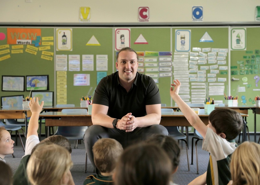 education student in a primary classroom