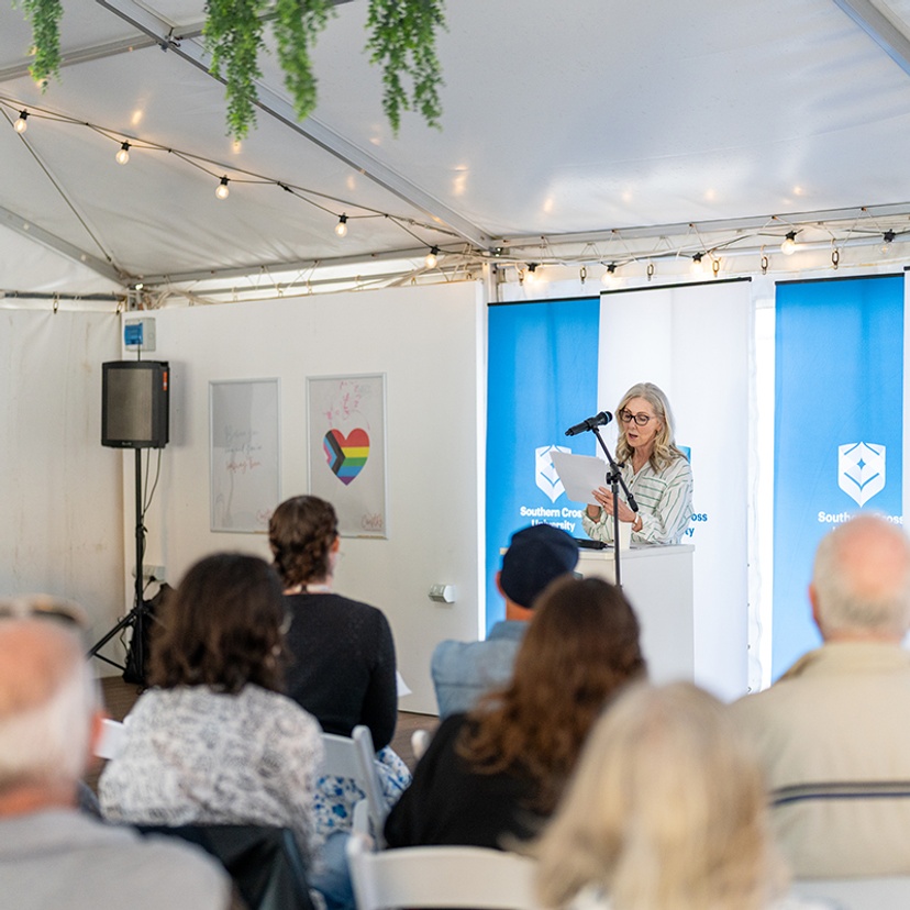 Launch of Coastlines at the Gold Coast campus marquee