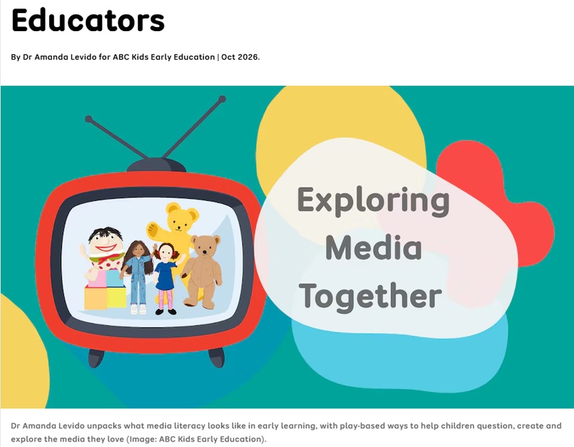 A cartoon television set with characters on the screen