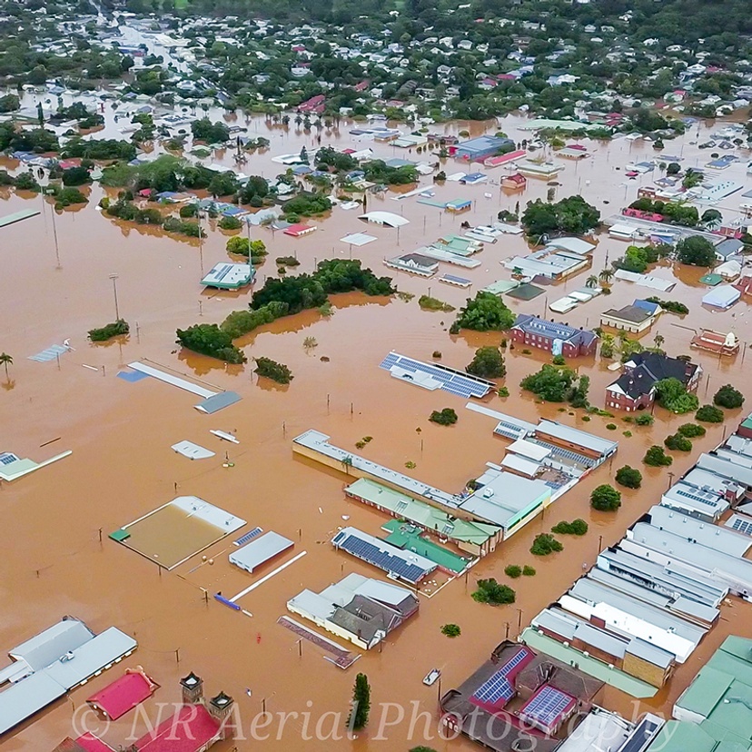 Aerial view of Lismore flooding 2022