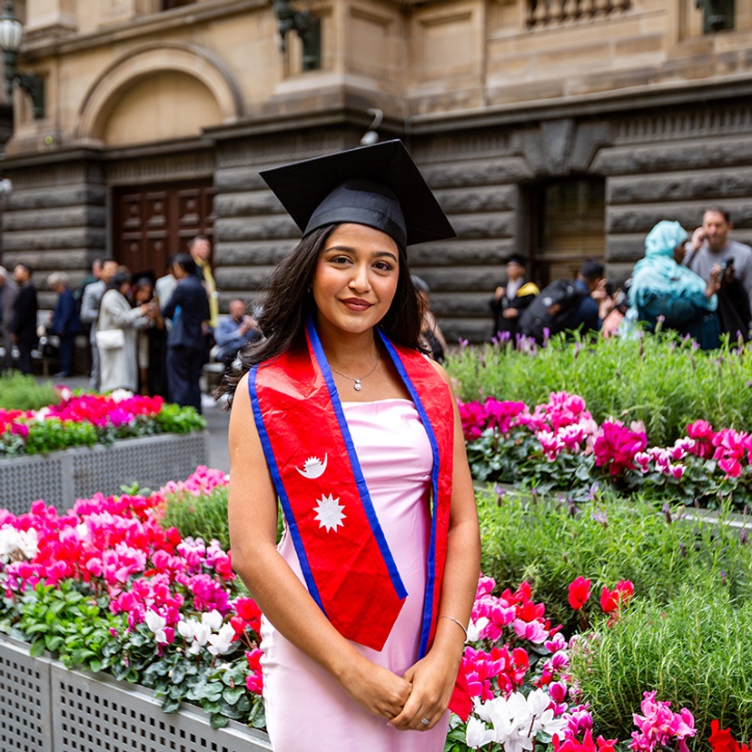 Enquiry and Conversion Officer, Mrisha Upadhyay, graduating with a Master of Information Technology