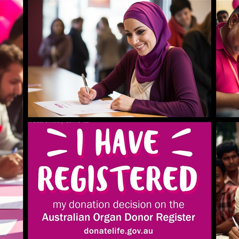 Several images showing culturally diverse communities registering their organ donation decision