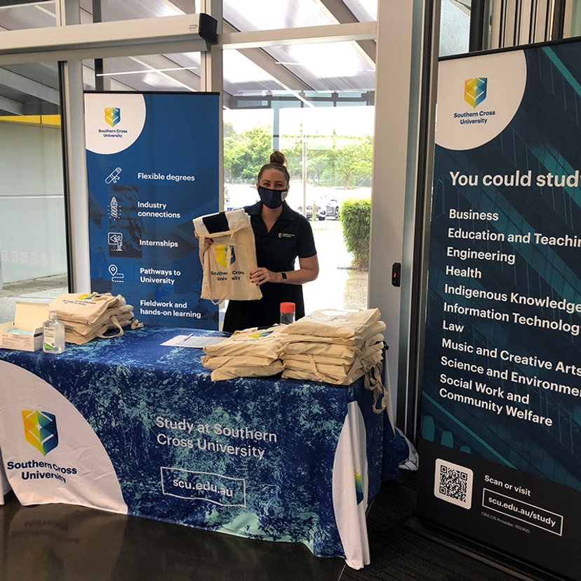 Courtney Sousa ready to welcome visitors at the Gold Coast campus tour