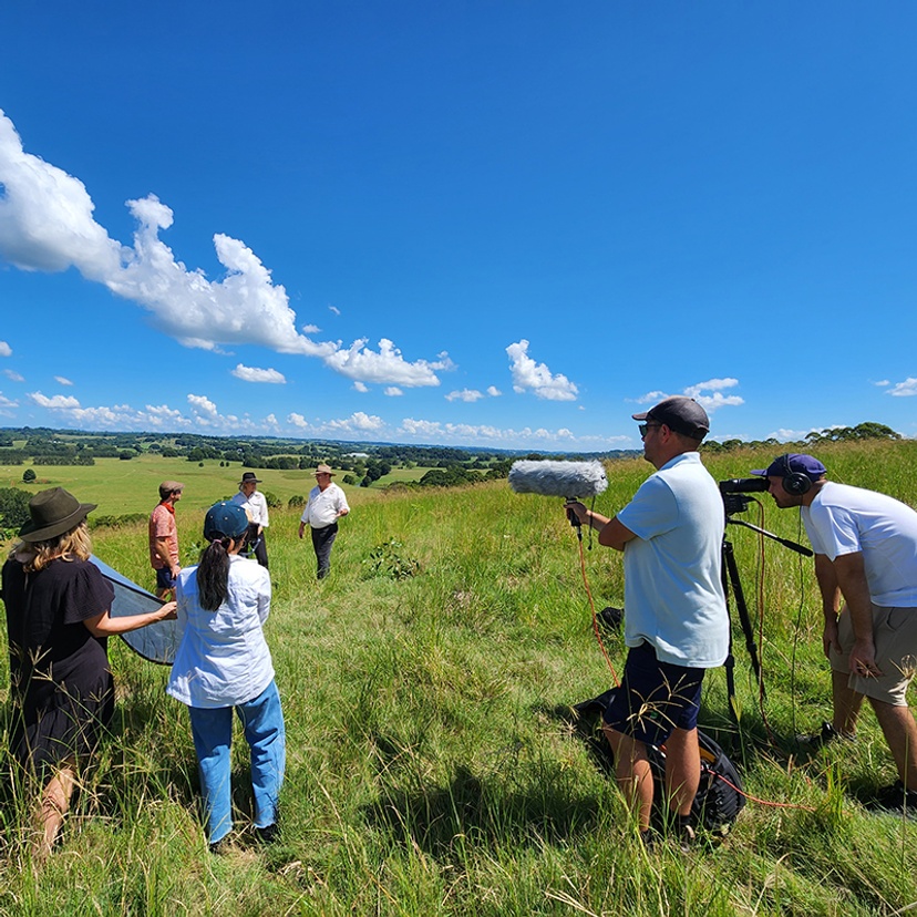 Southern Cross students filming at Banyula farm